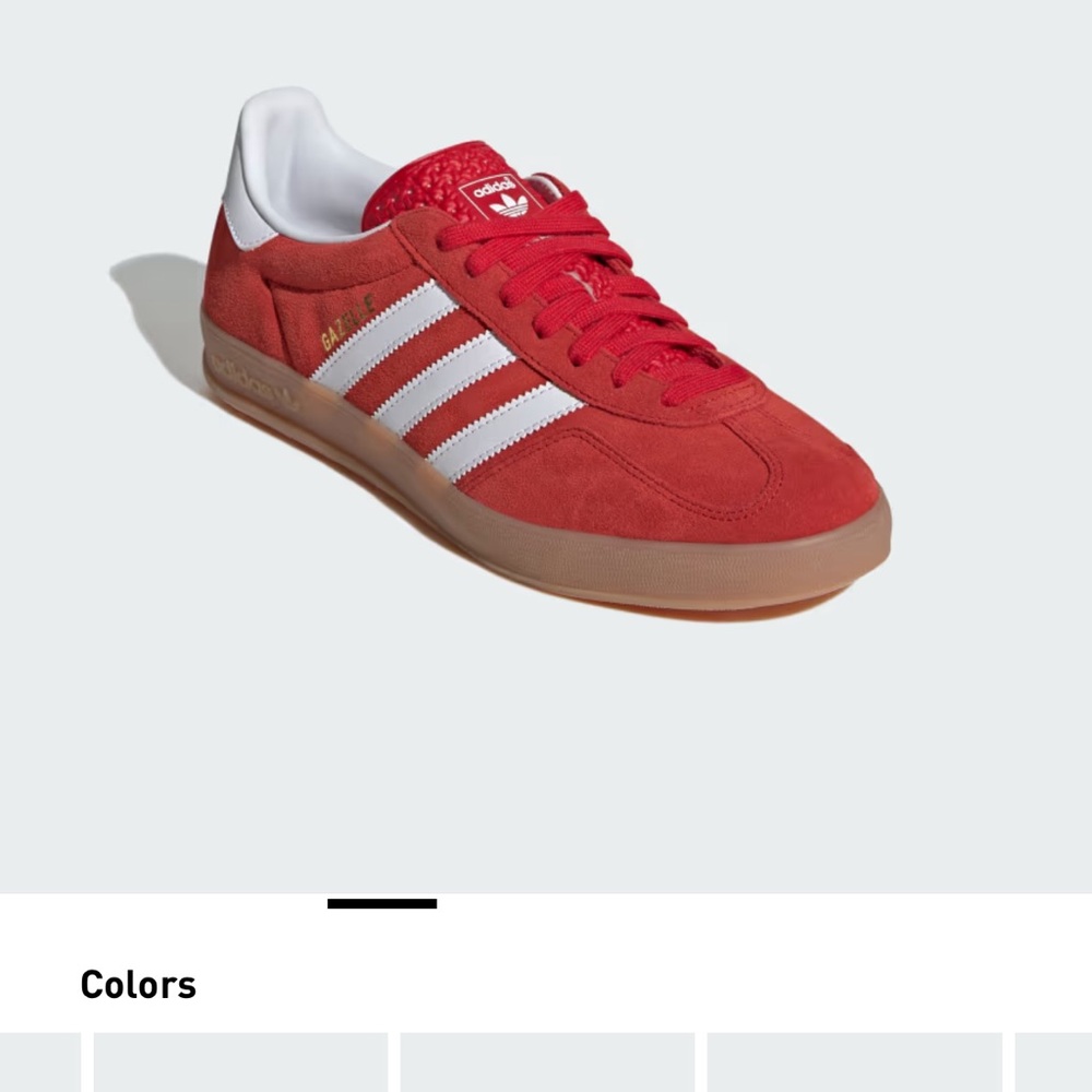 adidas Red Retro Suede & Mesh Sneakers with White Stripes - Picture 6 of 8